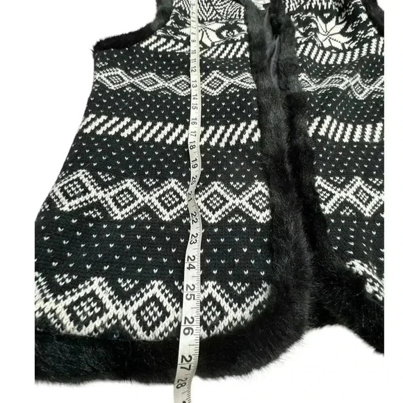 Christopher & Banks Black & White Knit with Faux Fur Trim Stand up Collar Sz XL - Picture 7 of 14